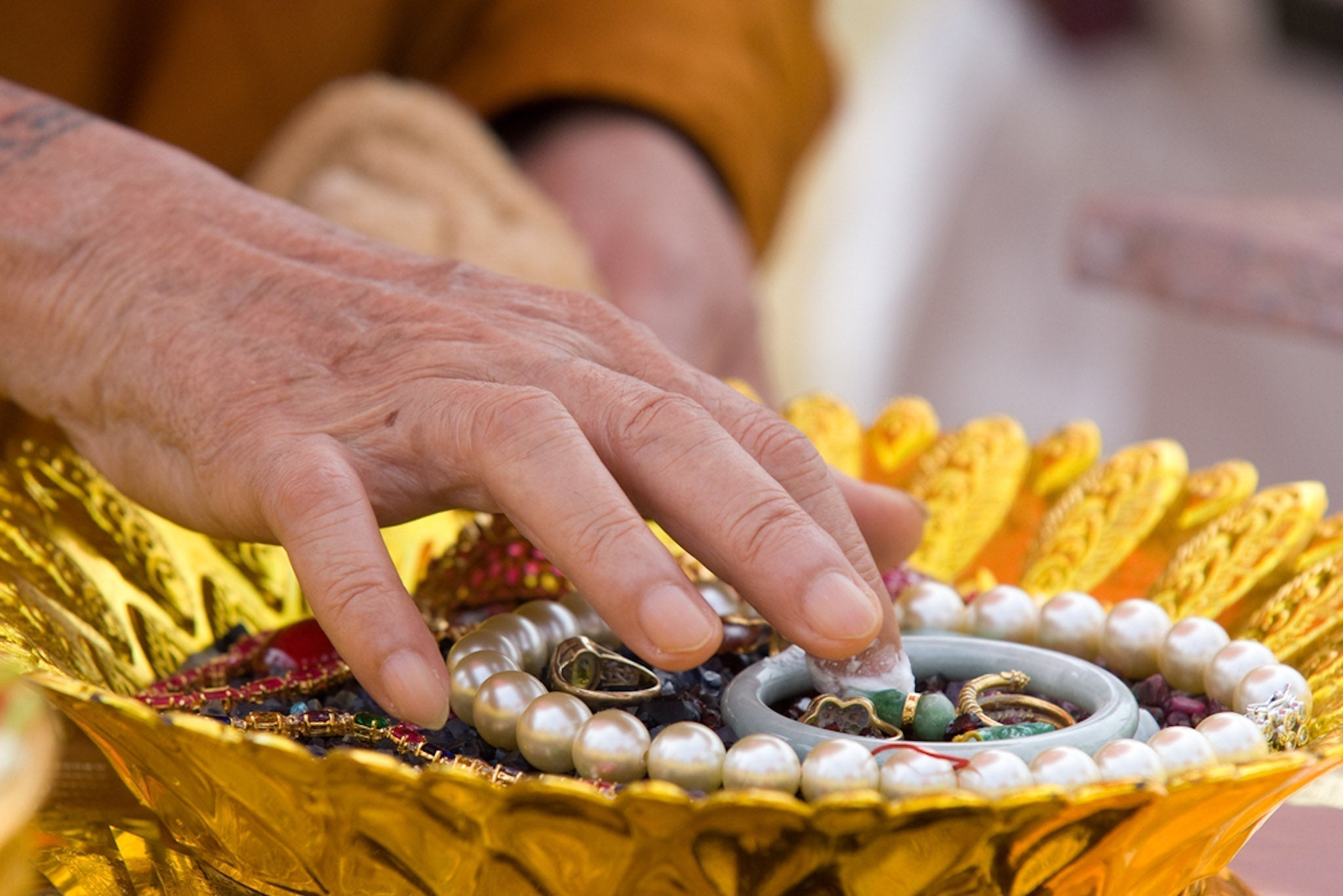 Thai Buddhist Monk blessing objects