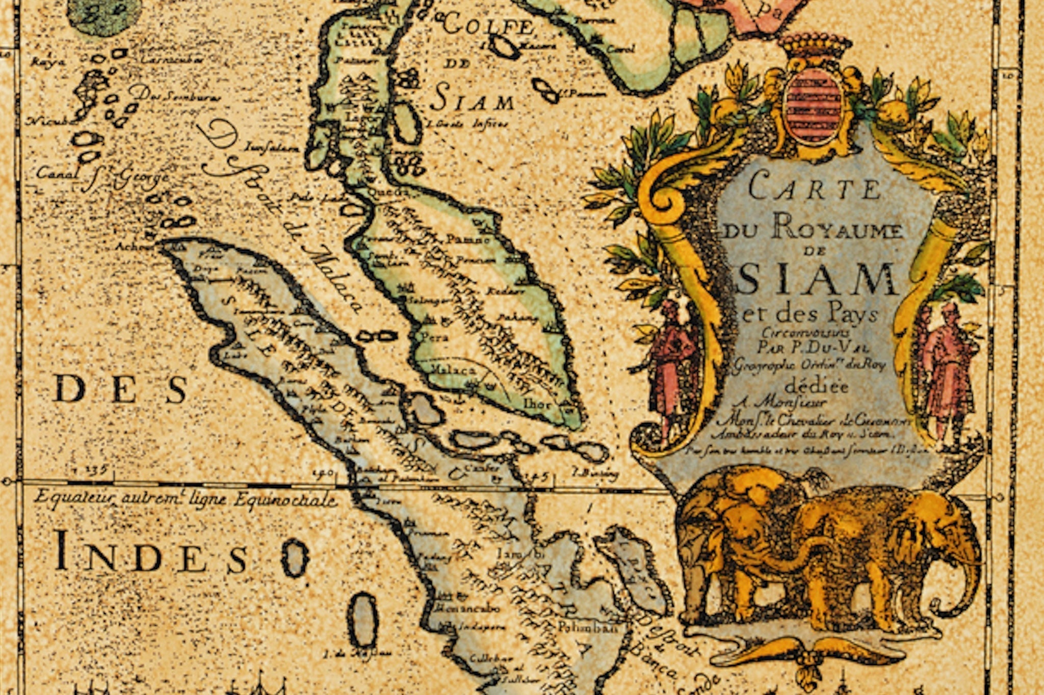 Ancient map of the Kingdom of Siam