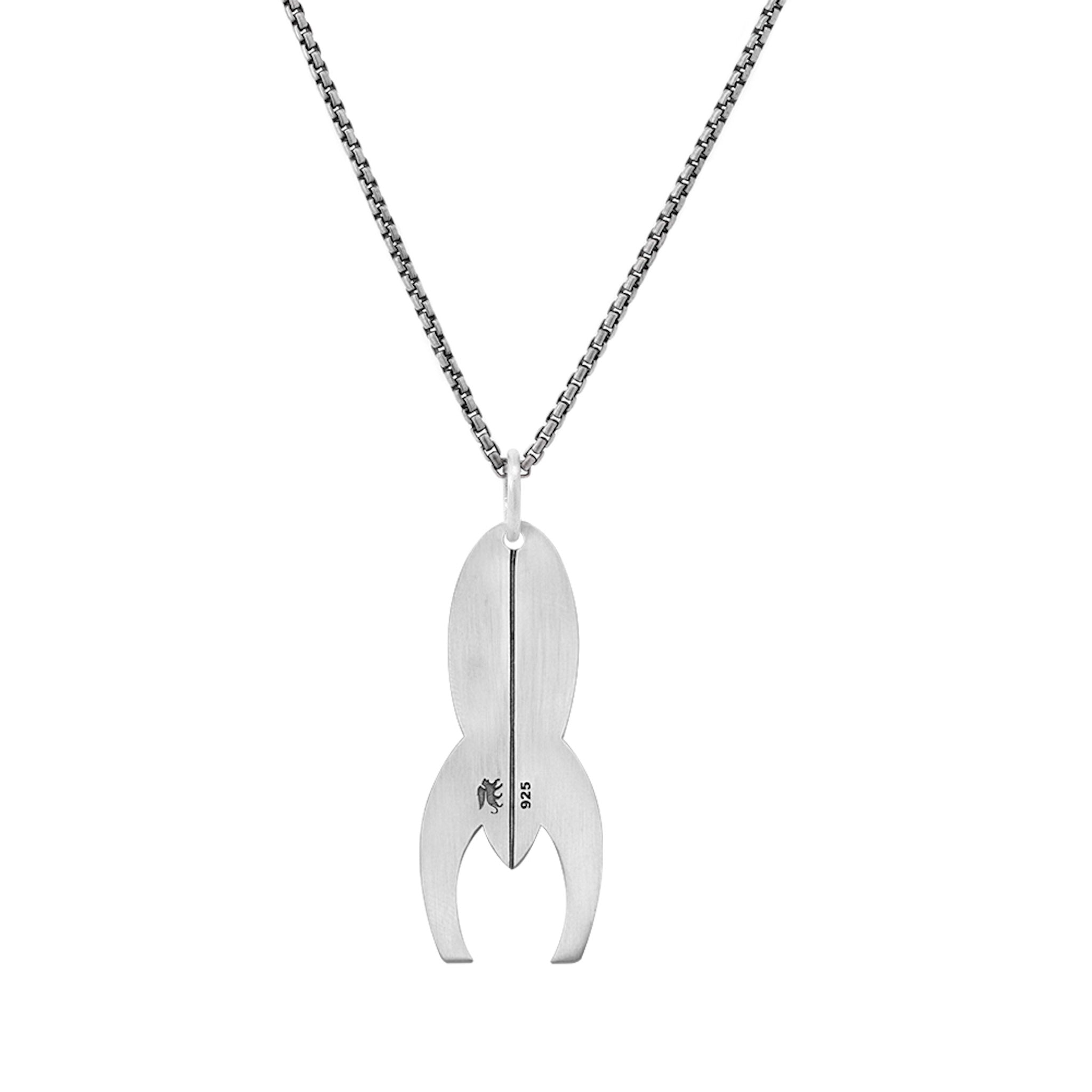 Silver Rocket Necklace Back View
