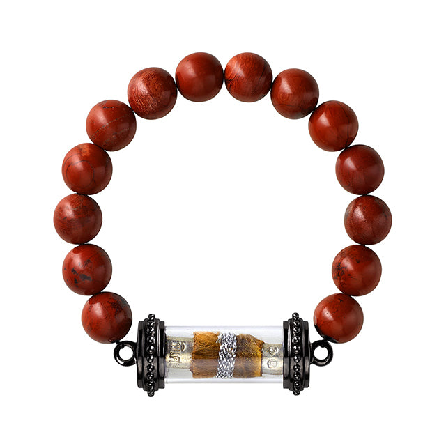 Red Jasper beaded bracelet with a Thai Amulet