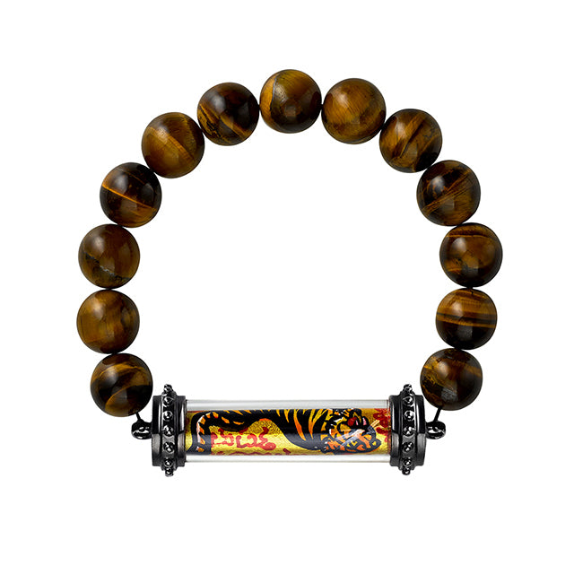 Tiger eye beaded bracelet with a Tiger Thai Amulet