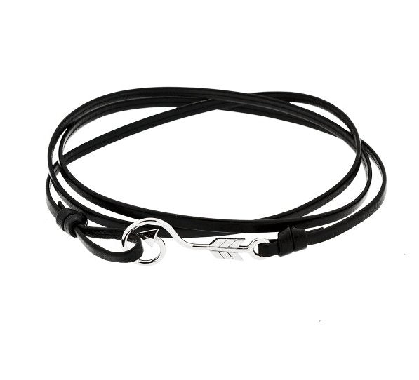 Arrow bracelet in sterling silver and leather - Tigers & Dragons