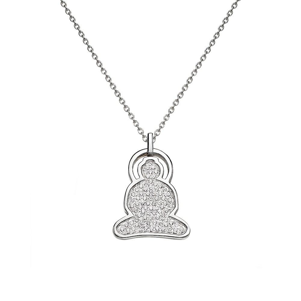 Buddha necklace in sterling silver with cubic zirconia - Tigers & Dragons