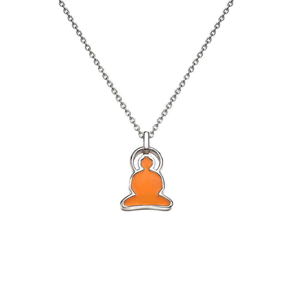 Reverso Buddha necklace in sterling silver with green and orange enamel - Tigers & Dragons