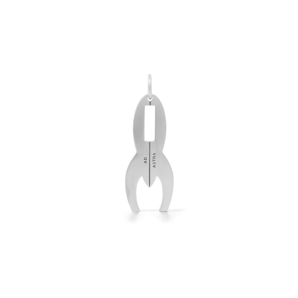 Silver pendant with 'Ad Astra' branding 