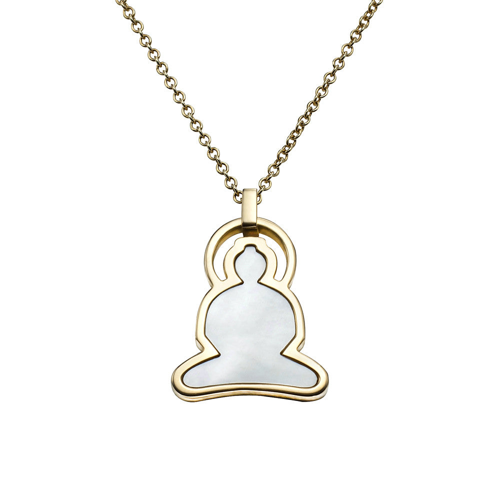 Reverso Buddha necklace in 18k gold and mother of pearl
