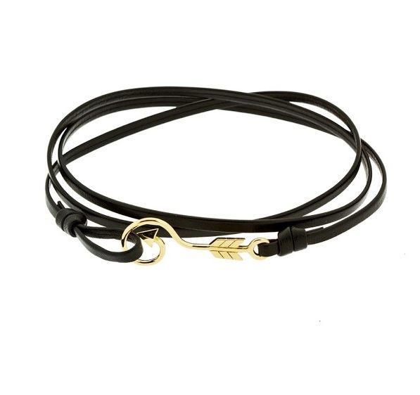 Arrow bracelet in 18k gold and leather - Tigers & Dragons