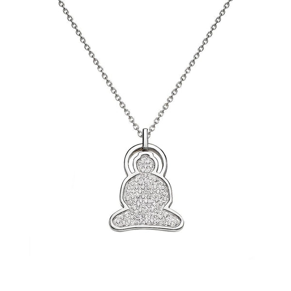Buddha necklace in sterling silver with cubic zirconia - Tigers & Dragons