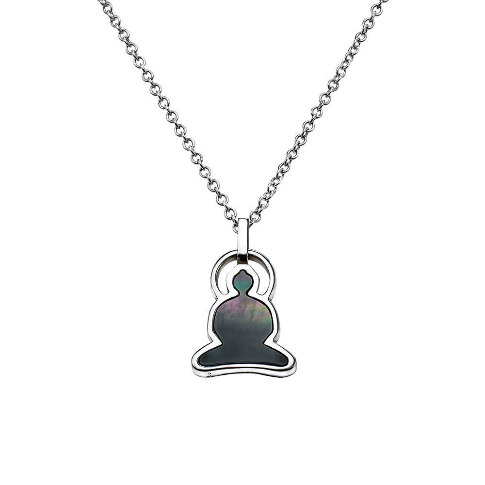 Reverso Buddha necklace in sterling silver and mother of pearl - Tigers & Dragons