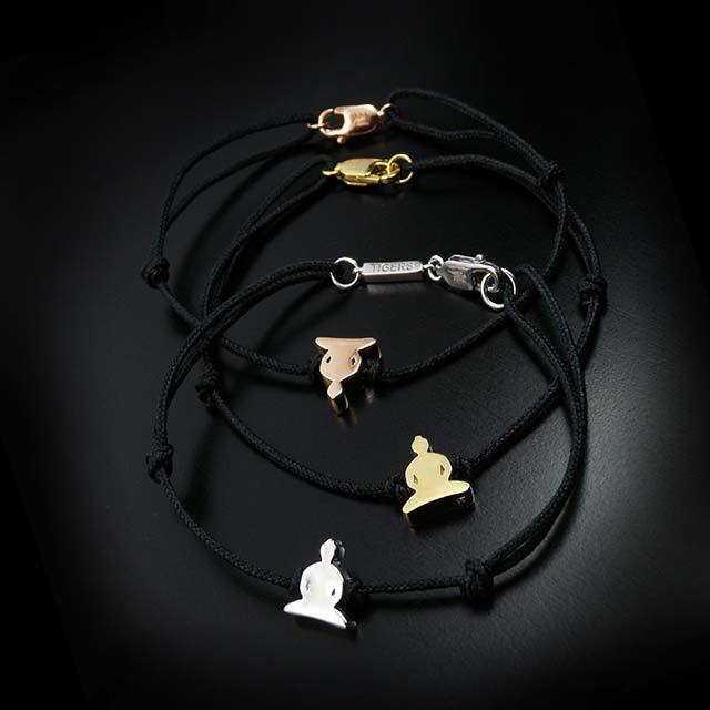 Silver Buddha bracelet plated in 18K yellow gold - Tigers & Dragons